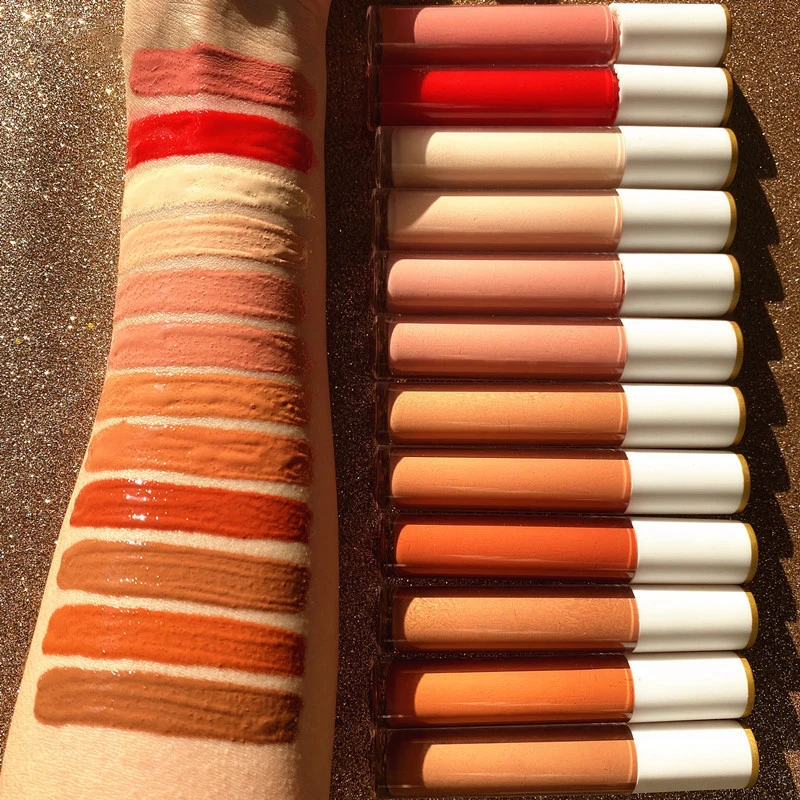 Make your own duochrome 25 colors brown nude lip gloss clear cruelty free private label makeup lipstick