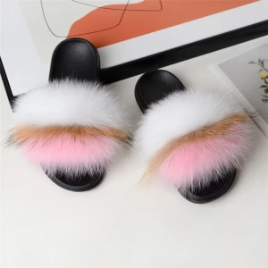 Manufacturers fur sliders slippers bedroom fur slipper fur women slippers