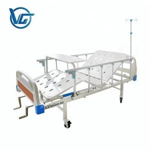 Medical Bed Manufacture Cheap 2 Cranks Portable Manual Hospital Bed for Sale