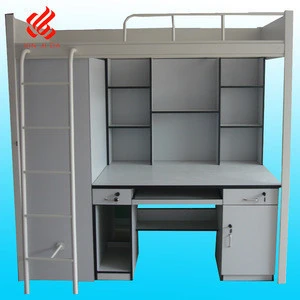 Metal bunk beds with storage cabinet