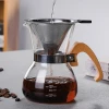 300ml Heat Resistant Borosilicate Glass Coffee Maker Pour Over Glass Coffee Pot With Stainless steel straine