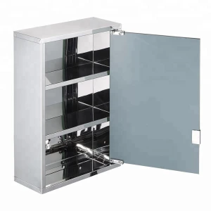 Modern Bathroom Vanity Corner Stainless Steel Display Storage Cabinet With Makeup Mirror