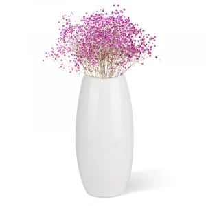 Modern Home Tabletop Long Flower Green Plant Vase Decoration Ceramic White Long Vase