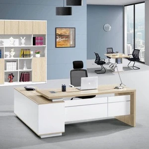 Modern Office Furniture L Shaped Computer Desk Mdf Melamine Wooden Veneer Manager Executive Office Desk