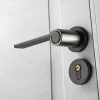 Modern Silver Indoor Door Handle Lock Set Space Aluminum for Wooden Door with Key Lock