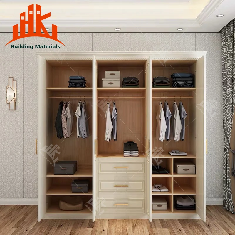 Modern Simple Home Wood storage Clothes Cabinet Wardrobe white color