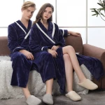 Multi color printed polyester grey cozy long bathroom gown fluffy plush shawl collar kimono robe women thick winter bathrobe