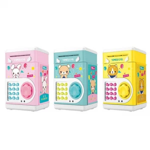 multifunctional educational toy save money identify money password cash plastic piggy bank for girls