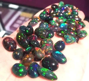 Natural Ethiopian Black Opal Mix Shapes Cabochon Loose Gemstones