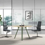 Negotiating table commercial office furniture round conference meeting melamine steel leg table