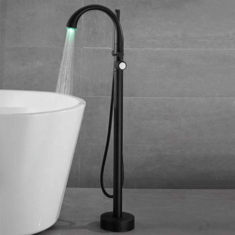 New Arrival Black Brass Single Handle Free Standing Bathtub Faucet Bathroom Floor Mounted Bath Shower Faucet