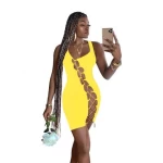 New arrival summer ladies hollow out dress casual wear women clothing sleeveless chain dress