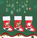 New custom print christmas santa stocking ornament christmas tree gift bag
