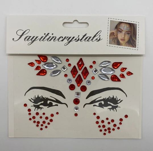 New design Girl Temporary Face Jewelry Custom Permanent Face Tattoo Sticker Customize OEM Art Style Crystal Sticker