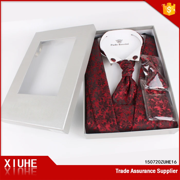 New design latest men&#x27;s tie wedding vest with bowtie cravat cufflink handkerchief wedding vest