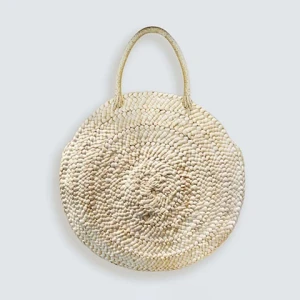 New Design Wholesale Straw Shoulder Bag Anti-Theft Round Small Corn Husk Straw Bag