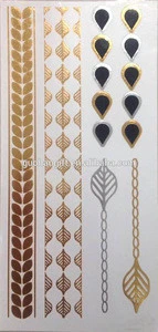 New Feather Glod And Silver Tattoo Sticker Metallic Tattoo Metallic Temporary Tattoo Sticker