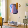 New Metal Clothing Garment Rack, Clothes Display Indoor Stand Hangers, Coat Portable Hanging Shelf With Rail Wheels