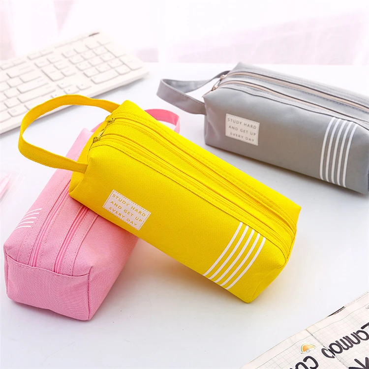 New Trendy Hot Colorful canvas Pencil box School Cute Pencil Case bag For Girl