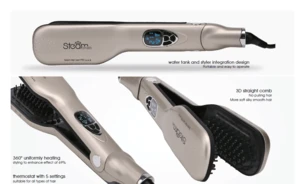 Newest OEM Hair Steam Hair Straightener Comb With LCD Display Electric Straightener Iron Brush Salon Equipment