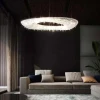 ODM OEM large elliptical hotel lobby decoration lighting modern ring living room luxury crystal chandeliers pendant lights