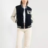 OEM Manufacturers High Quality Womens Quilted Varsity Jacket Custom Baseball Letterman Jacket Chenille Printed Fabric