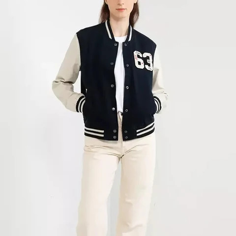 OEM Manufacturers High Quality Womens Quilted Varsity Jacket Custom Baseball Letterman Jacket Chenille Printed Fabric