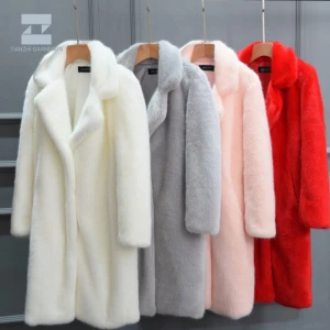 OEM service custom ladies winter red faux fur coats women