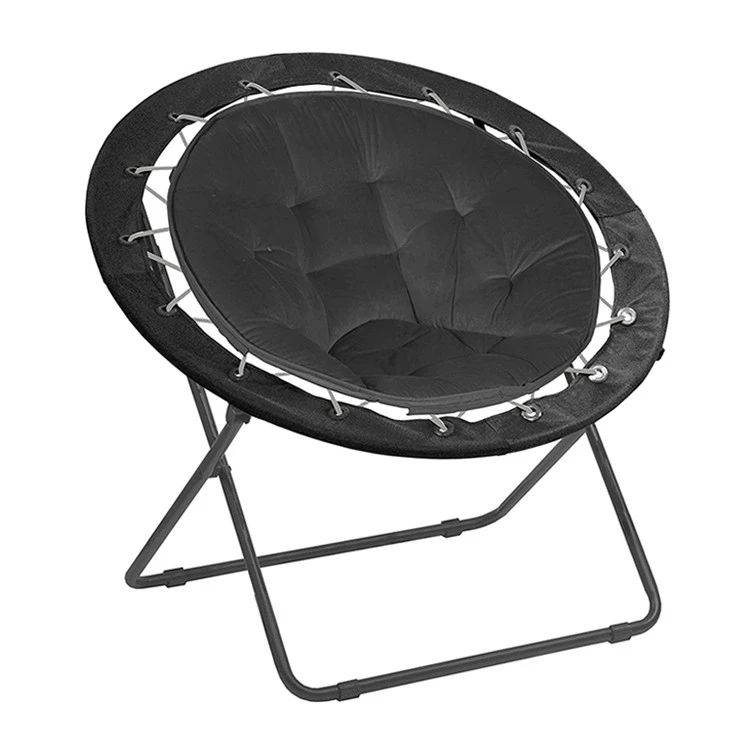 Outdoor Comfortable Elastic Cord Camping Adult Round Folding Saucer Moon Chair Bungee Chair