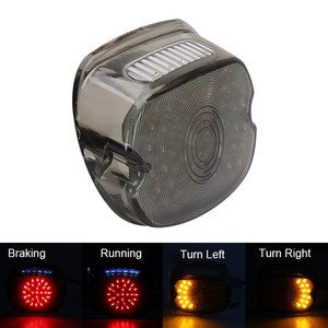 OVOVS Newest 12V Smoked Laydown Led Tail Light with Turn Signal light for Motorcycle