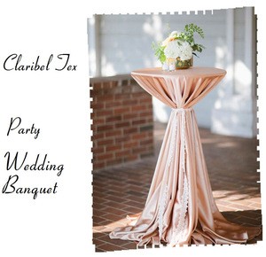 Peach satin self-tied cocktail table cover wedding table cloth Party Banquet Table Skirt