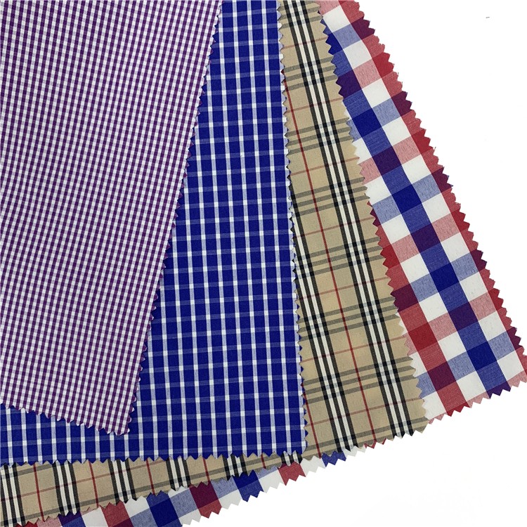 poly cotton yarn dye stripe check shirting shaoxing fabric shirting