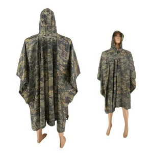 Polyester army waterproof military poncho  raincoat for men