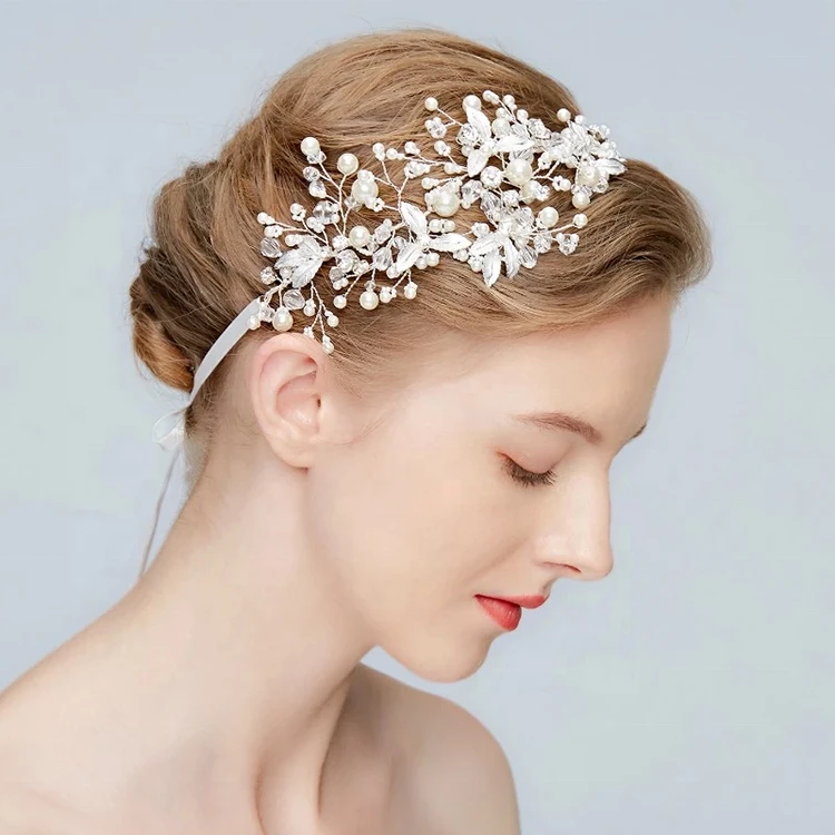 Popular Headpiece Bridal Hair Accessories Leaf Flower Wedding With Ribbon Headband Headpieces Bridal