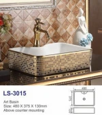 Popular Product Rectangular White Above Counter Ceramic commercial bathroom sink countertop