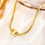 Popular style cuban chain thick chain inlaid 18k gold titanium steel lock bone chain bracelet