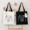 Printed Logo Custom Black Canvas Crossbody Mini Tote Bag