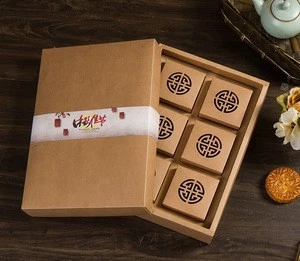 Professional creative kraft brown paper gift box for packaging mooncake