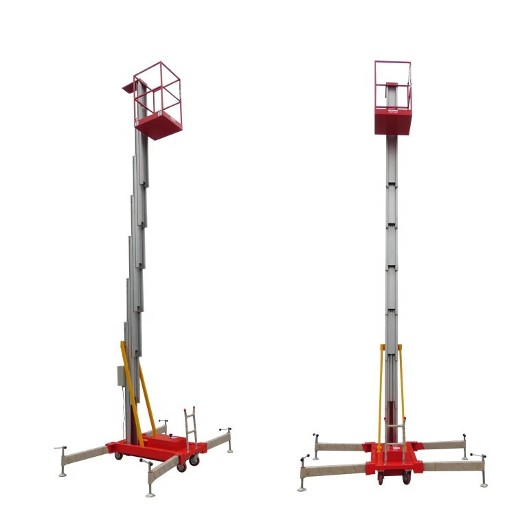 promotional mast climbing work platform 15m small hydraulic boom lift 2-post lift