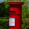 Red metal mailbox, vintage mailbox, cast iron mailbox