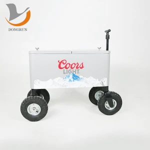 Rolling Beverage Outdoor Wine Cooler Stainless Steel Cooler Box with Wheels