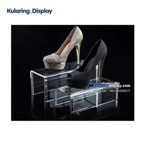 Rose Golden Acrylic Shoes Window Display Shoe Display Stand Transparent shoe rack For Retail Shop Tools