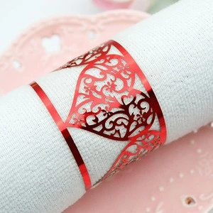 Royal blue laser cut heart wedding paper towel rings