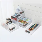 Save Space Transparent Sundries Stocked Rectangle Plastic Box Office Organizer Desktop