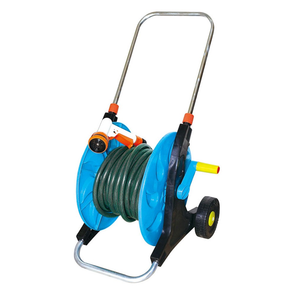Seesa plastic retractable outdoor garden water pressure irrigation trolley hose reel cart with wheels