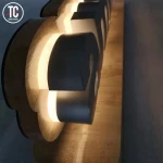 Sherton hotel reception table led backlit channel letters wooden sign