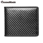 Short genuine carbon fiber ultra-thin mens wallet leather RFID anti-magnetic crypto wallet