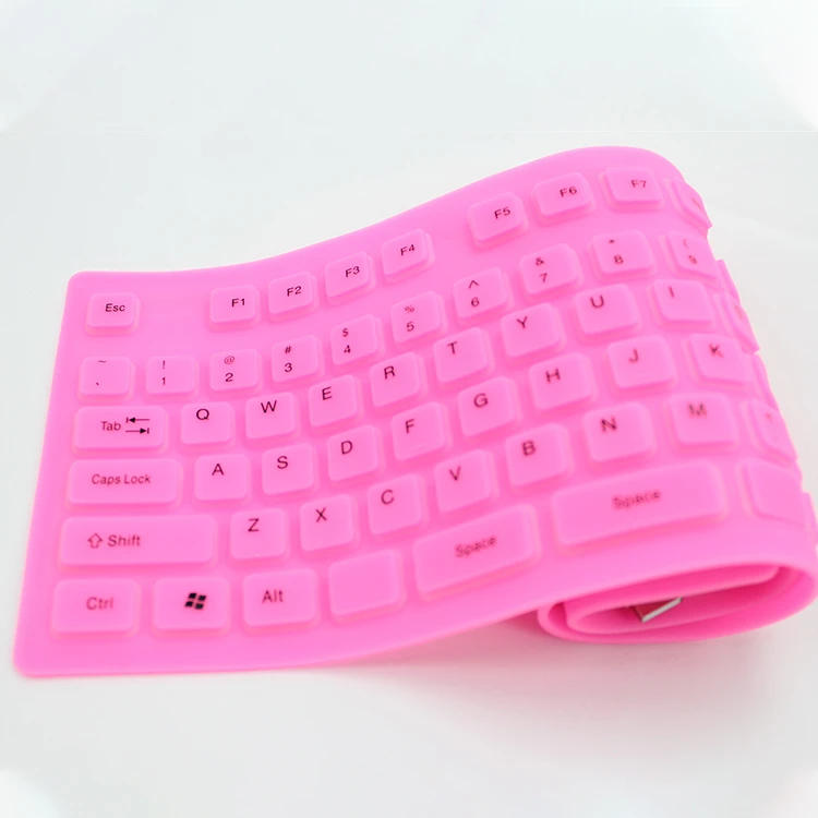silicone keyboard 109 multi lanague multi color black blue pink flexible rubber silicone keyboard for laptop