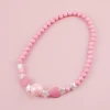 Simple Cute Gift Jewelry Princess Dress Up Pretend Play Party Toddler Costume Candy Color Kid Bowknot Pendant Pearl Necklace