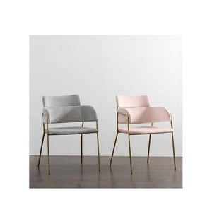 Simple Design Modern Style Metal Restaurant Coffee Chair Fabric Dining Chair With Gold Chrome Metal Legs